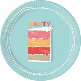 Procos Birthday Cake Party Plates (Pack of 8) Pastel (One Size)