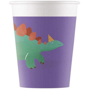 Procos Dinosaur Roar Paper Party Cup (Pack of 8) Purple/White (One Size)