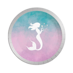Procos Elegant Mermaid Paper Party Plates (Pack of 8) Blue/Pink/Silver (One Size)