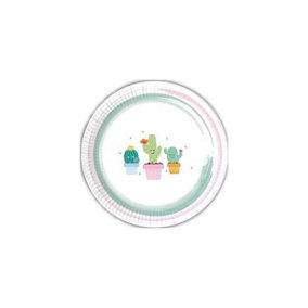 Procos Paper Cactus Disposable Plates (Pack of 8) White/Pink (One Size)