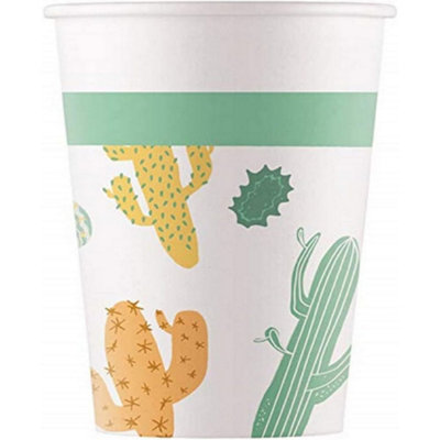 Procos Paper Cactus Party Cup (Pack of 8) White/Green/Yellow (One Size)