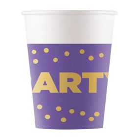 Procos Paper Dotted Party Cup (Pack of 8) Purple/White/Gold (One Size)