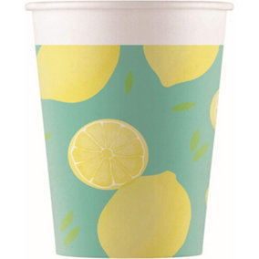 Procos Paper Lemon Party Cup (Pack of 8) Green/Yellow/White (One Size)