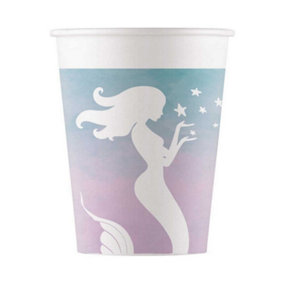 Procos Paper Mermaid Disposable Cup (Pack of 8) White/Blue/Purple (One Size)