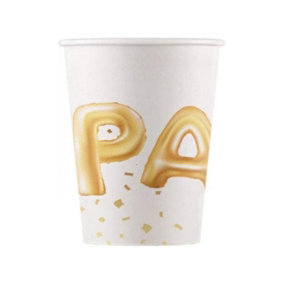 Procos Paper Party Cup (Pack of 8) White/Gold (One Size)