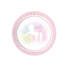 Procos Paper Unicorn Party Plates (Pack of 8) Pink/White (One Size)