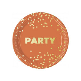 Procos Partyware Party Plates (Pack of 8) Orange/Gold (One Size)