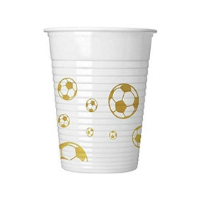 Procos Plastic Football Party Cup (Pack of 8) Gold/White (One Size)