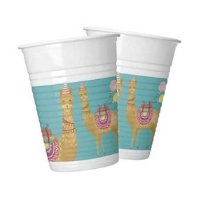 Procos Plastic Llama 200ml Party Cup (Pack of 8) White/Brown (One Size)