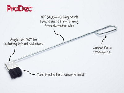 ProDec 1.5 inch Angled Radiator Brush with 16 inch Long Handle for ...