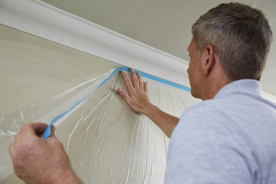 ProDec 180cm x 25m Pre-Masked Polythene Dust Sheet Roll, Dustproof and ...