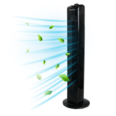 Prodex PX5229B Tower Fan, Oscillating, 3 Speed, 29 Inch, Black