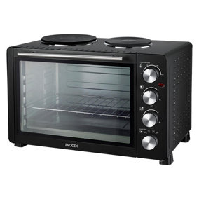 Prodex PX7145B Electric Mini Oven with Grill and Double Hotplate Hob, 45 Litre
