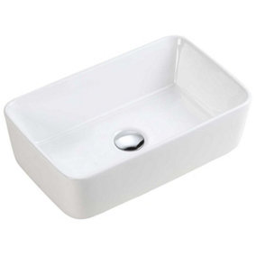 Prodigy Gloss White Ceramic Rectangular Counter Top Basin (W)480x(D)295mm