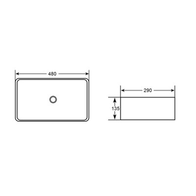 Prodigy Gloss White Ceramic Rectangular Counter Top Basin (W)480x(D)295mm