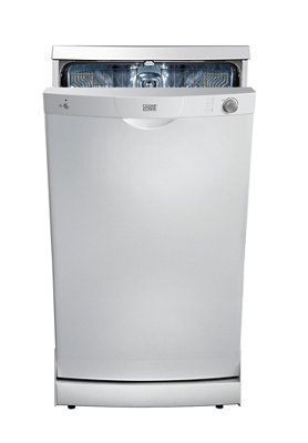A Cooke & Lewis slimline freestanding dishwasher.