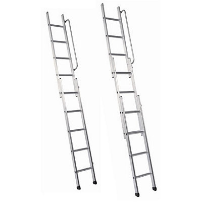 A 2-section and 3-section aluminium loft ladder.
