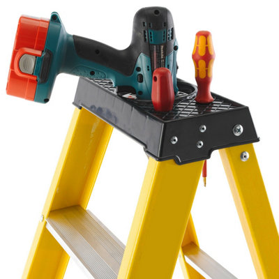 Professional 1.1m Fibreglass Swingback Step Ladder with 6 Treads ...