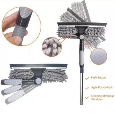 Professional 2-in-1 Telescopic Window Cleaner & Squeegee Kit - Extends ...
