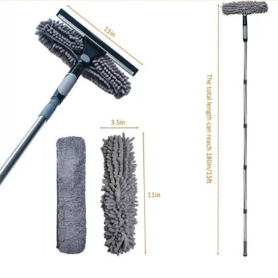 Professional 2-in-1 Telescopic Window Cleaner & Squeegee Kit - Extends ...