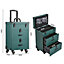 Professional 3 in 1 Dark Green Cosmetic Trolley Case Makeup Case Box on Wheels