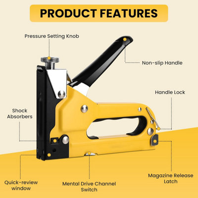 Professional 4-in-1 Heavy Duty Staple Gun, Manual Hand Operated Stapler ...