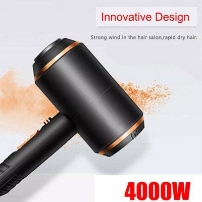 Professional 4000W Ionic Hair Dryer with Diffuser & Nozzle - Fast