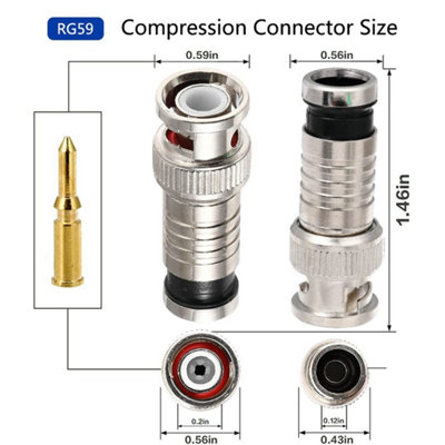 Professional BNC Compression Tool with 20 BNC Compression Connectors & Coax Cable Stripper Multifunctional - 6