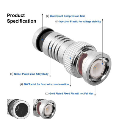 Professional BNC Compression Tool with 20 BNC Compression Connectors & Coax Cable Stripper Multifunctional - 7