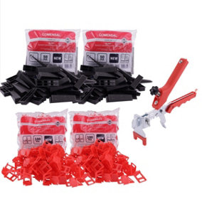Professional Complete Tile Levelling System Kit - 1.5mm (200 Clips, 100 Wedges and pliers)