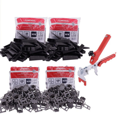 Professional Complete Tile Levelling System Kit - 2mm (200 Clips, 100 Wedges and pliers)