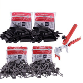 Professional Complete Tile Levelling System Kit - 2mm (200 Clips, 100 Wedges and pliers)