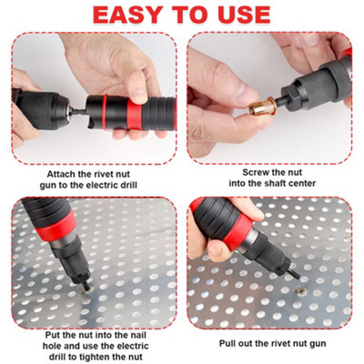 Professional Electric Drill Rivet Rivnut Nut Gun Adapter Insert Tool ...
