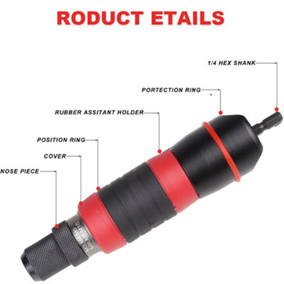 Professional Electric Drill Rivet Rivnut Nut Gun Adapter Insert Tool ...