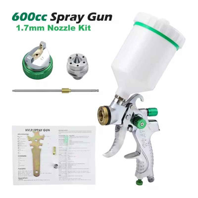 Professional HVLP Spay Gun 1.7mm Nozzle Adjustable Pneumatic Gravity ...