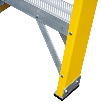 Professional Lightweight 1.9m Fibreglass 8 Tread Step Ladder with Tool Tray