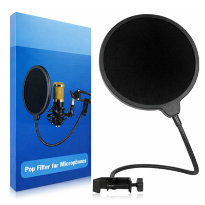 Professional microphone pop filter dual layer mic shield for all mics ...