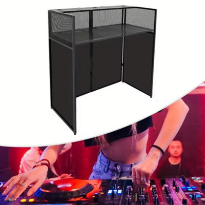 Professional Mobile DJ Booth Deck Stand Screen Facade Mixer Laptop DJ ...