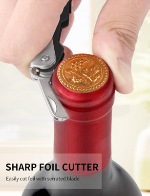 Professional Sommelier Corkscrew with Foil Cutter (Black)