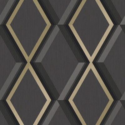 Profile Geometric Wallpaper In Black DIY at B&Q