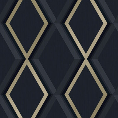 Profile Geometric Wallpaper In Navy And Gold