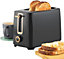 Progress 2 Slice Toaster, Removable Crumb Tray, Black/Gold