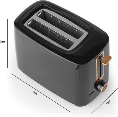Progress 2 Slice Toaster, Removable Crumb Tray, Black/Gold