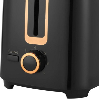 Progress 2 Slice Toaster, Removable Crumb Tray, Black/Gold