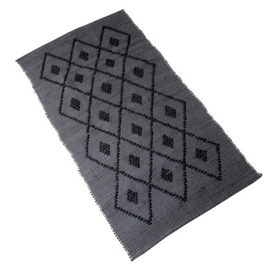 ProHeeder Handmade Recycled Cotton Area Rug - Grey Diamond (140 x 70cm)