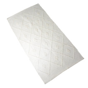 ProHeeder Handmade Recycled Cotton Area Rug - White Diamond (140 x 70cm)