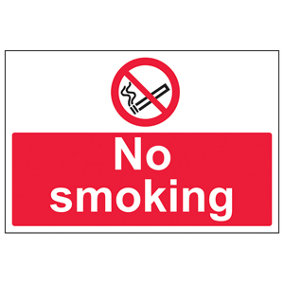 Prohibition No Smoking Warning Sign - Adhesive Vinyl - 300x200mm (x3)