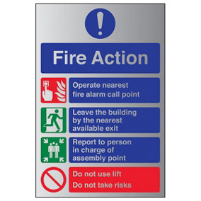 Prohibition/Safe Lifts Fire Action Sign - Rigid Plastic 200x300mm (x3)