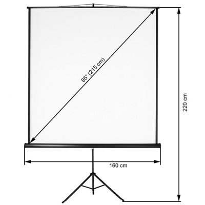 Projector Screen - extendable, with sturdy, foldable tripod, for HD and 3D 152 x 152 cm - white