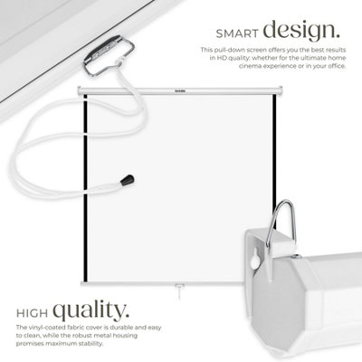 Projector Screen - retractable, wall & ceiling mounted, HD optimised, 2 ...